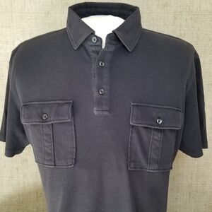 MICHAEL KORS- Mens XXL Short Sleeve Polo Shirt- Navy Blue 2 Button Pocket